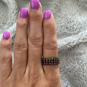 Rainbow gemstone stretch ring